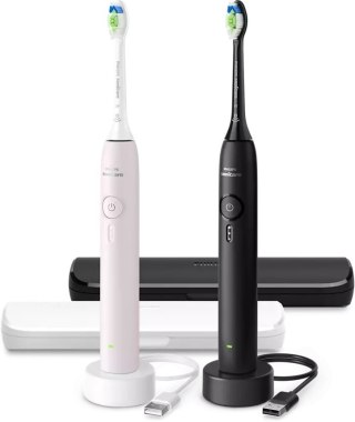 Szczoteczka soniczna PHILIPS Sonicare 3100 HX4072/42 2 szt. Czarna/Różowa Różowy (HX4072/42)