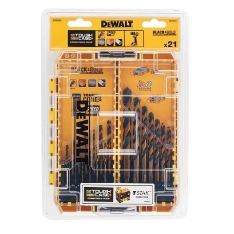 DEWALT21 częściowy zestaw wierteł do metalu HSS-G BLACK & GOLD